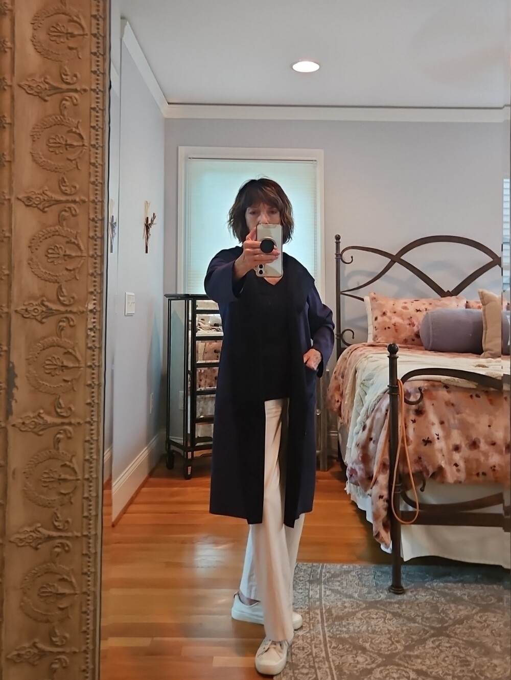 Women's Navy Long Open-Front Coatigan - Modern Layering